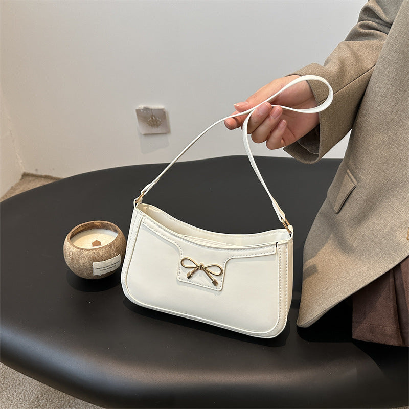 Women Fashion Casual Solid Color Bowknot Shoulder Bag