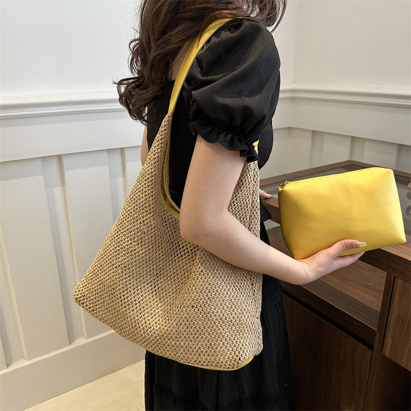 Women Vacation Summer Fashionable Straw Woven Shoulder Bag