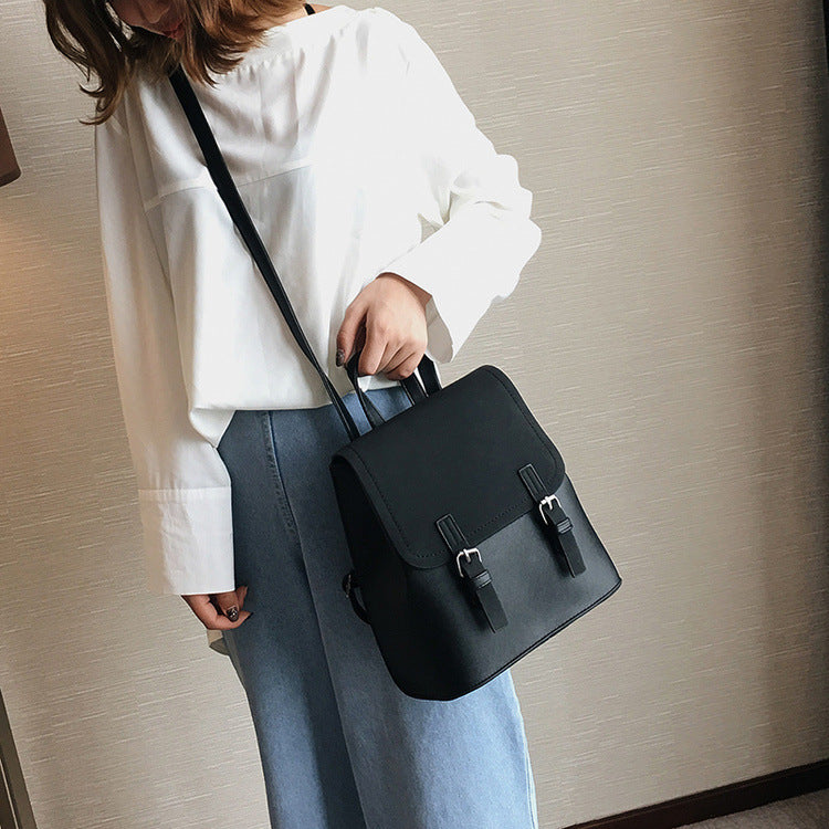 Sac à dos élégant pour femme avec boucle givrée, couleur unie et blocage des couleurs 