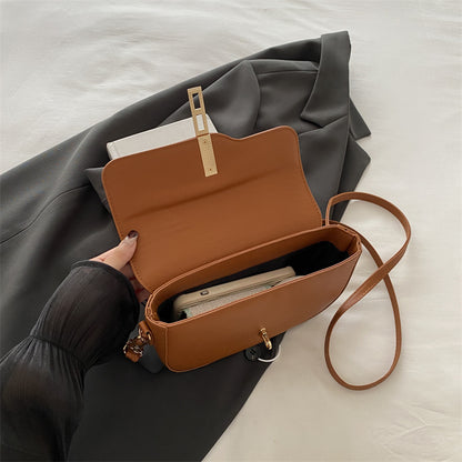 Simple Solid Color Clap Lock Shoulder Bag