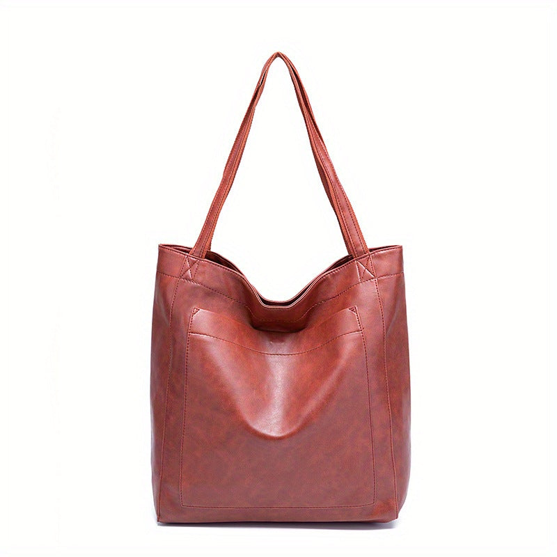 Sac à main en cuir souple pour femme, style vintage, ciré, grande capacité, tendance 
