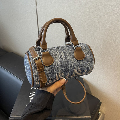 Sac à bandoulière cylindrique à paillettes vintage avec fermeture éclair 