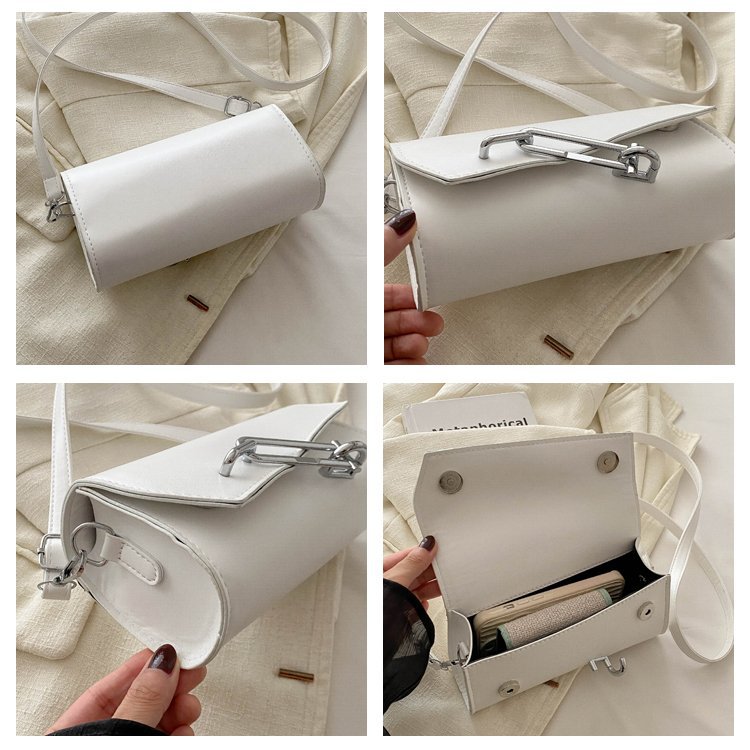 Sac à bandoulière tendance à boucle de couleur unie 