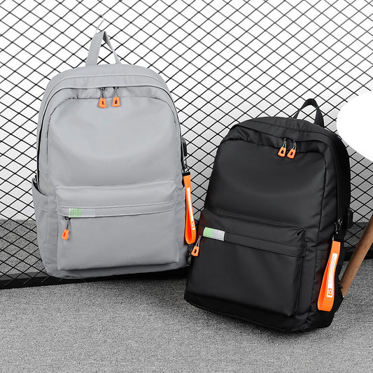 Oxford Cloth Men Casual Zipper Design Solid Color Large Capacity Backpack