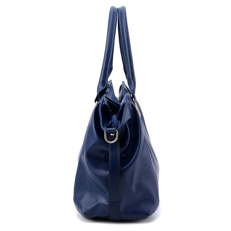 Women Fashionable Casual Large Capacity PU Bag With Zipper