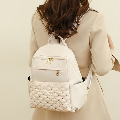 Women Fashionable Simple Oxford Fabric Large Capacity Zipper Backpack