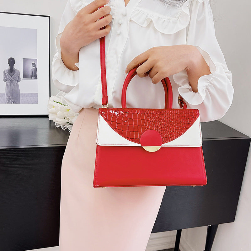 Sac à bandoulière carré à rabat et à blocs de couleurs pour femme 