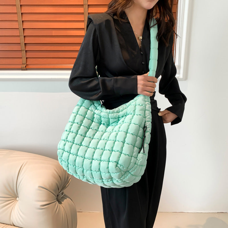 Sac à bandoulière plissé nuage de grande capacité pour femme, couleur unie, tendance 