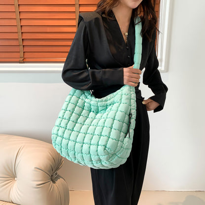 Sac à bandoulière plissé nuage de grande capacité pour femme, couleur unie, tendance 
