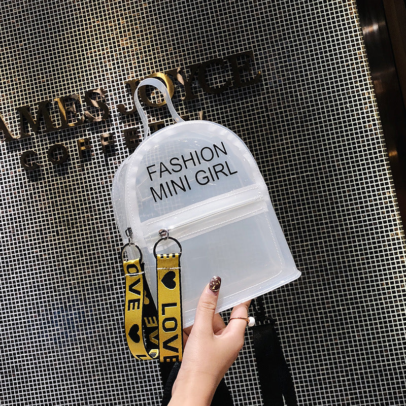 Women Fashion Jelly Letter Clear PVC Backpack