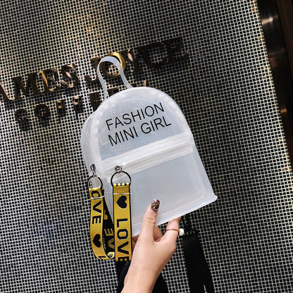 Women Fashion Jelly Letter Clear PVC Backpack