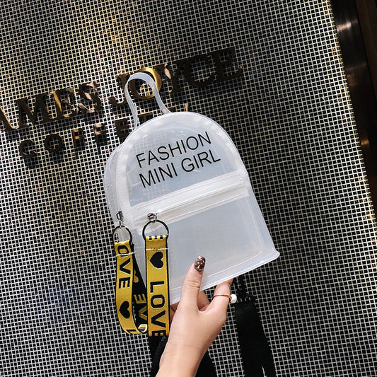 Women Fashion Jelly Letter Clear PVC Backpack