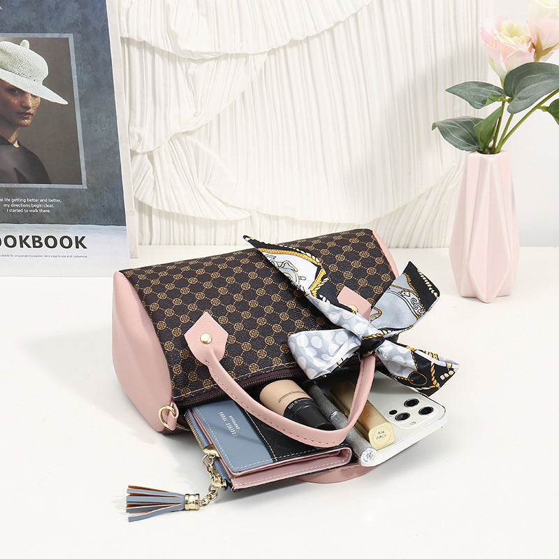 Sac à bandoulière vintage à chaîne imprimée de grande capacité