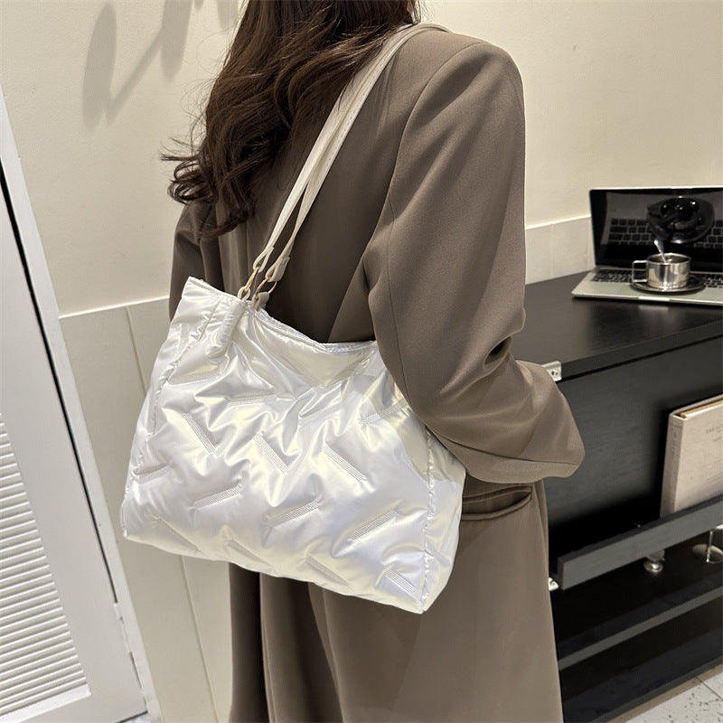 Women Fashionable Solid Color Large Capacity PU Tote Bag