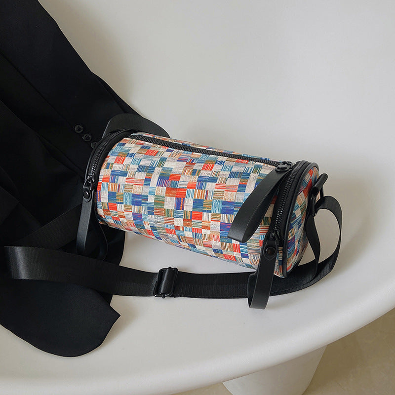 Sac seau décontracté en tissu Oxford pour femme, à bandoulière et à couleurs contrastées 