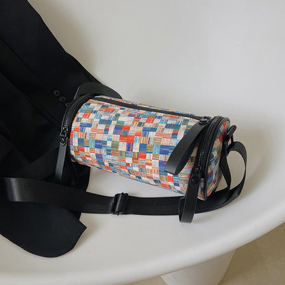 Sac seau décontracté en tissu Oxford pour femme, à bandoulière et à couleurs contrastées 