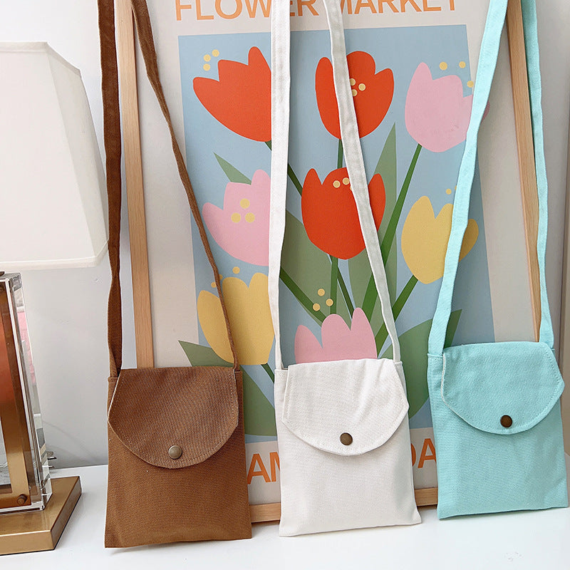 Mini sac à bandoulière en toile de couleur unie pour femme, simple et tendance, style macaron 