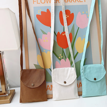 Mini sac à bandoulière en toile de couleur unie pour femme, simple et tendance, style macaron 