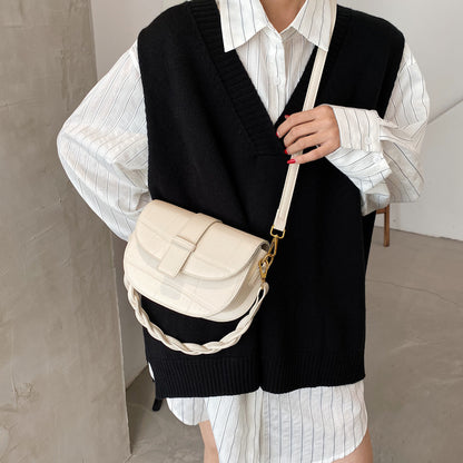 Simple Solid Color Clap Shoulder Bag