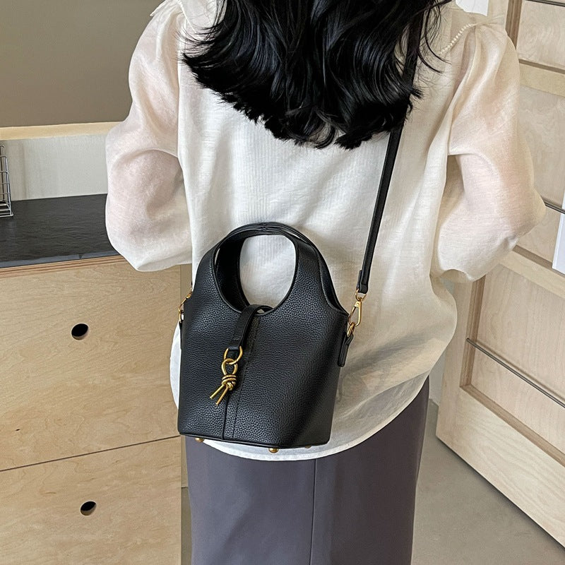 Sac seau portable de couleur unie à la mode 