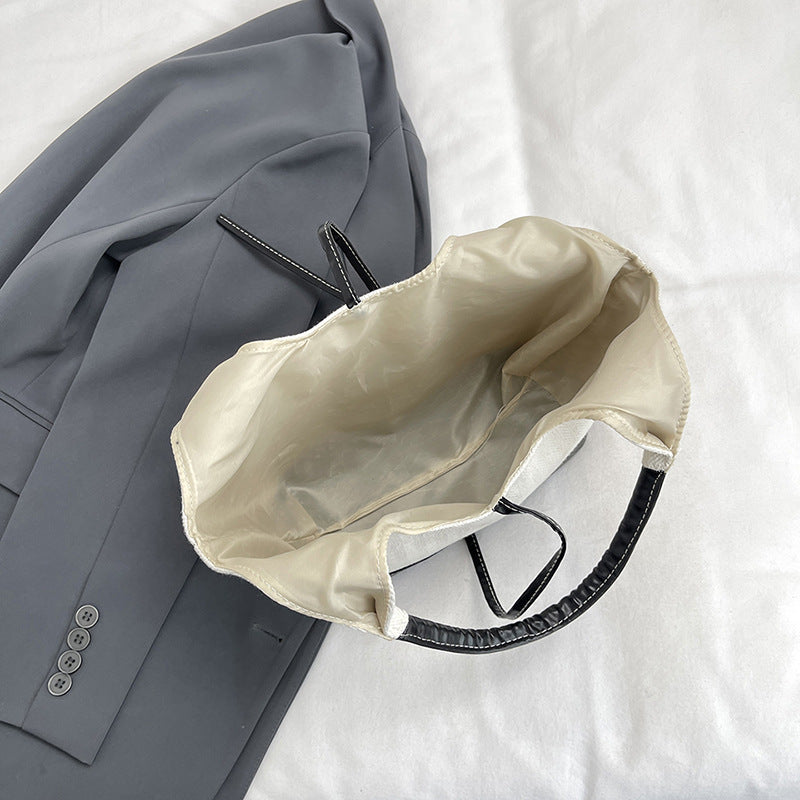 Sacs à main en toile denim avec nœud tendance, grande capacité 