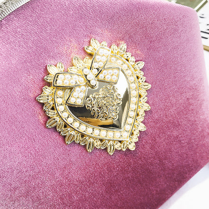 Gold Velvet Shell Shaped Small Square Bag Metal Shoulder Handle Bag