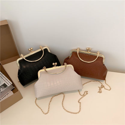 Women Fashion Antique Clip Bag Retro Chain Shoulder Bag