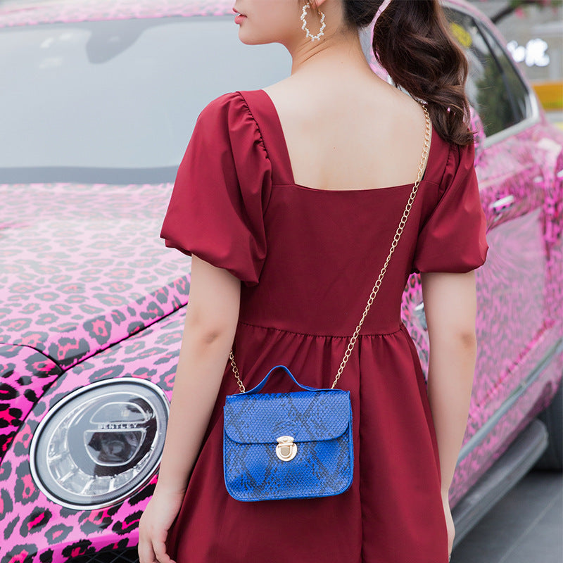 Women Fashion Snake Pattern Vintage Messenger Mini Bag
