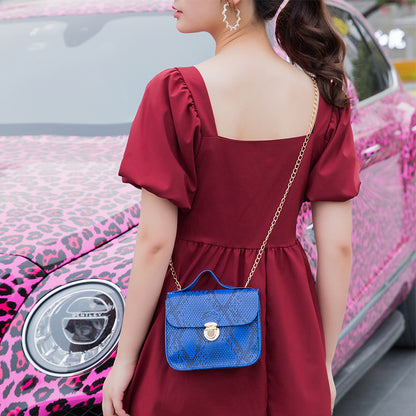 Women Fashion Snake Pattern Vintage Messenger Mini Bag
