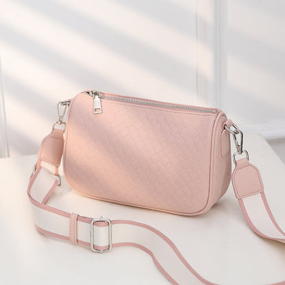 Women Fashion Casual Solid Color Rectangle Wide Strap Crossbody Bag