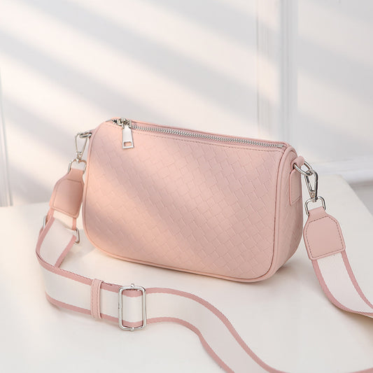 Women Fashion Casual Solid Color Rectangle Wide Strap Crossbody Bag