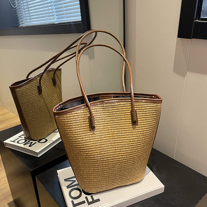 Women Fashion Casual Large Capacity Straw Woven Tote Bag Set