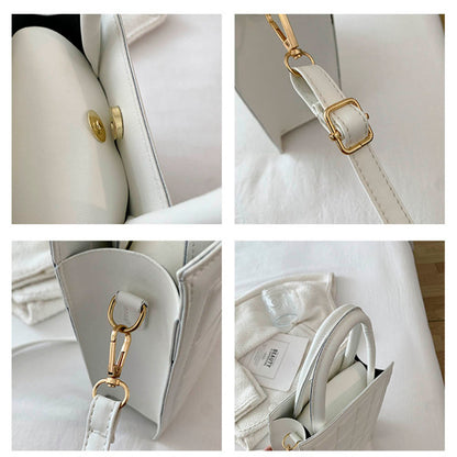 Sac à bandoulière en PU de grande capacité pour femme, motif écossais gaufré, couleur unie 