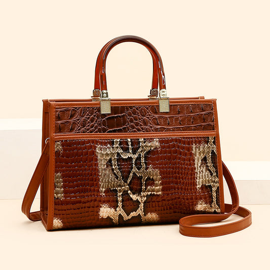 Classic Crocodile Print Large Capacity Handbags
