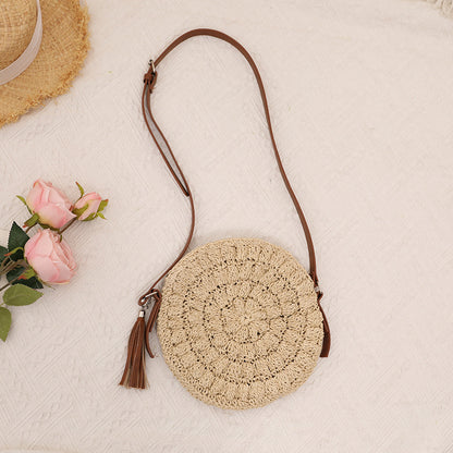 Bohemian Style Beach Holiday Round Woven Shoulder Bag