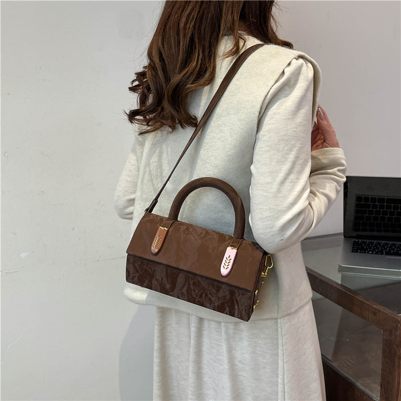 Women Fashion Casual Solid Color Pu Rectangular Shoulder Bag