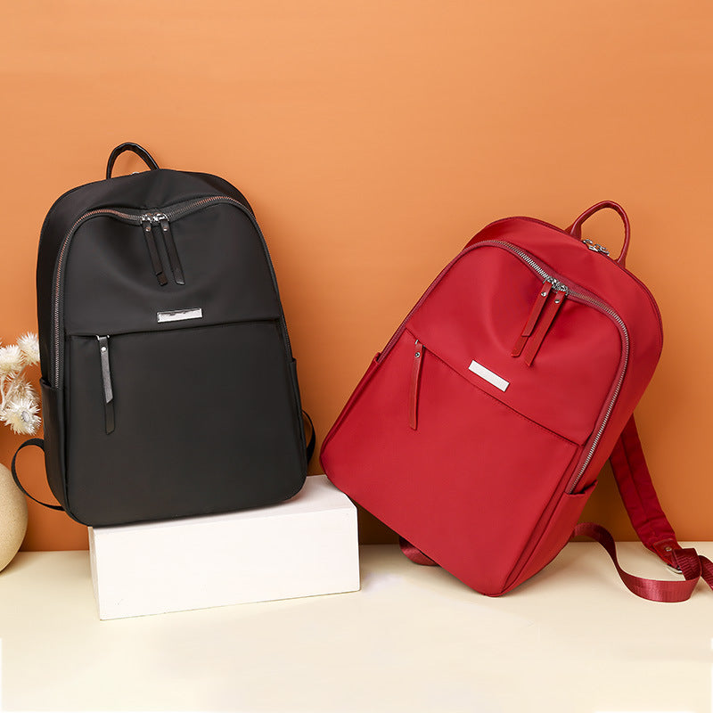 Women Casual Zipper Design Solid Color Large Capacity Backpack