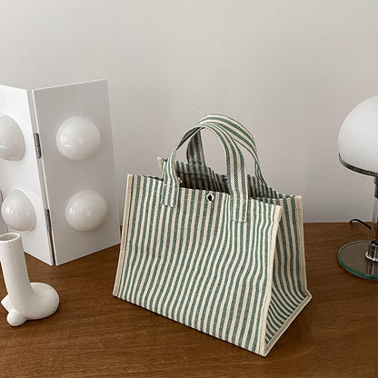 Sac fourre-tout décontracté en toile à rayures pour femme, grande capacité