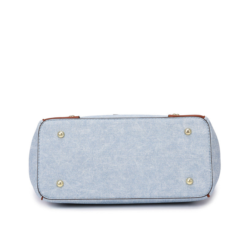 Women Fashion Casual Contrast Color Large Capacity Handbag