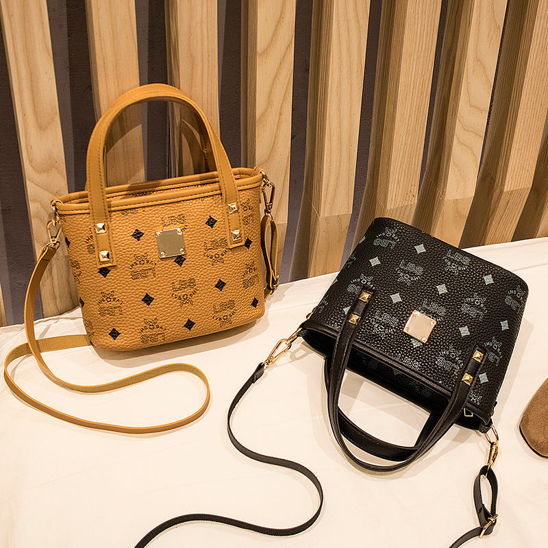 Sac à bandoulière classique à imprimé lettre pour femme avec poignée carrée 