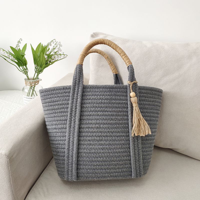 Holiday Beach Simple Fashion Cotton Rope Woven Straw Handbag