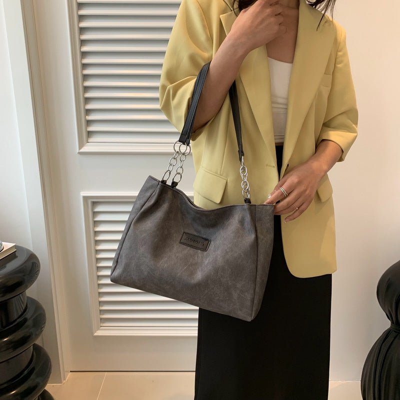 Women Simple Fashionable Large Capacity Square PU Tote Bag