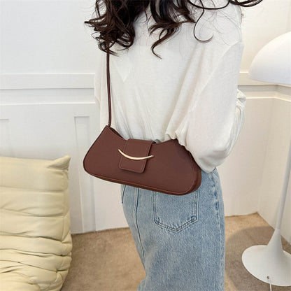 Women Fashion Simple Solid Color Flap Zipper Shoulder Underarm Bag