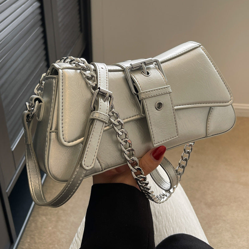 Sac à main tendance à chaîne de couleur unie pour femme 