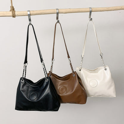 Women Casual Vintage Simple Large Capacity PU Tote Bag