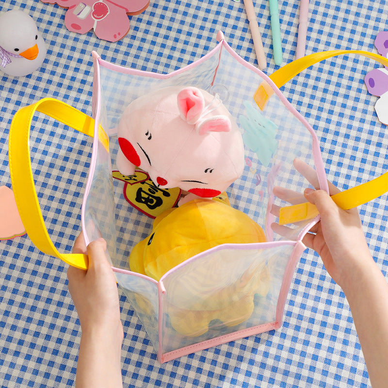 Women Fashion Cartoon Bear Transparent Clear Waterproof Shoulder Bag
