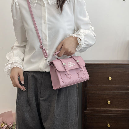 Women Fashion Casual Star Letter Print Flap Square Crossbody Bag