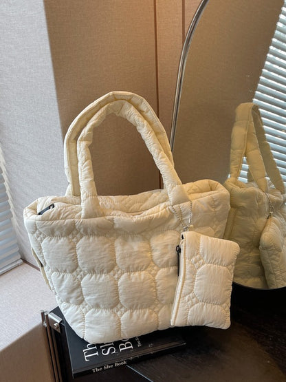 Women Fashion Casual Solid Color Space Cotton Tote Bag