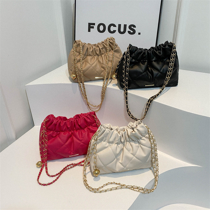 Women Fashion Casual Solid Color Chain Crossbody Bag
