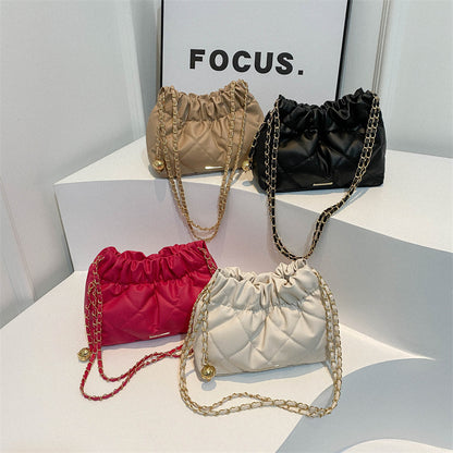 Women Fashion Casual Solid Color Chain Crossbody Bag